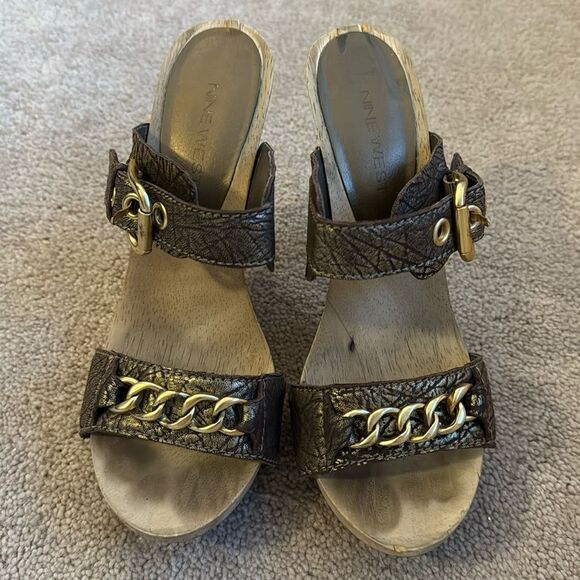 Gold chain wedge-heels - Picture 1 of 5